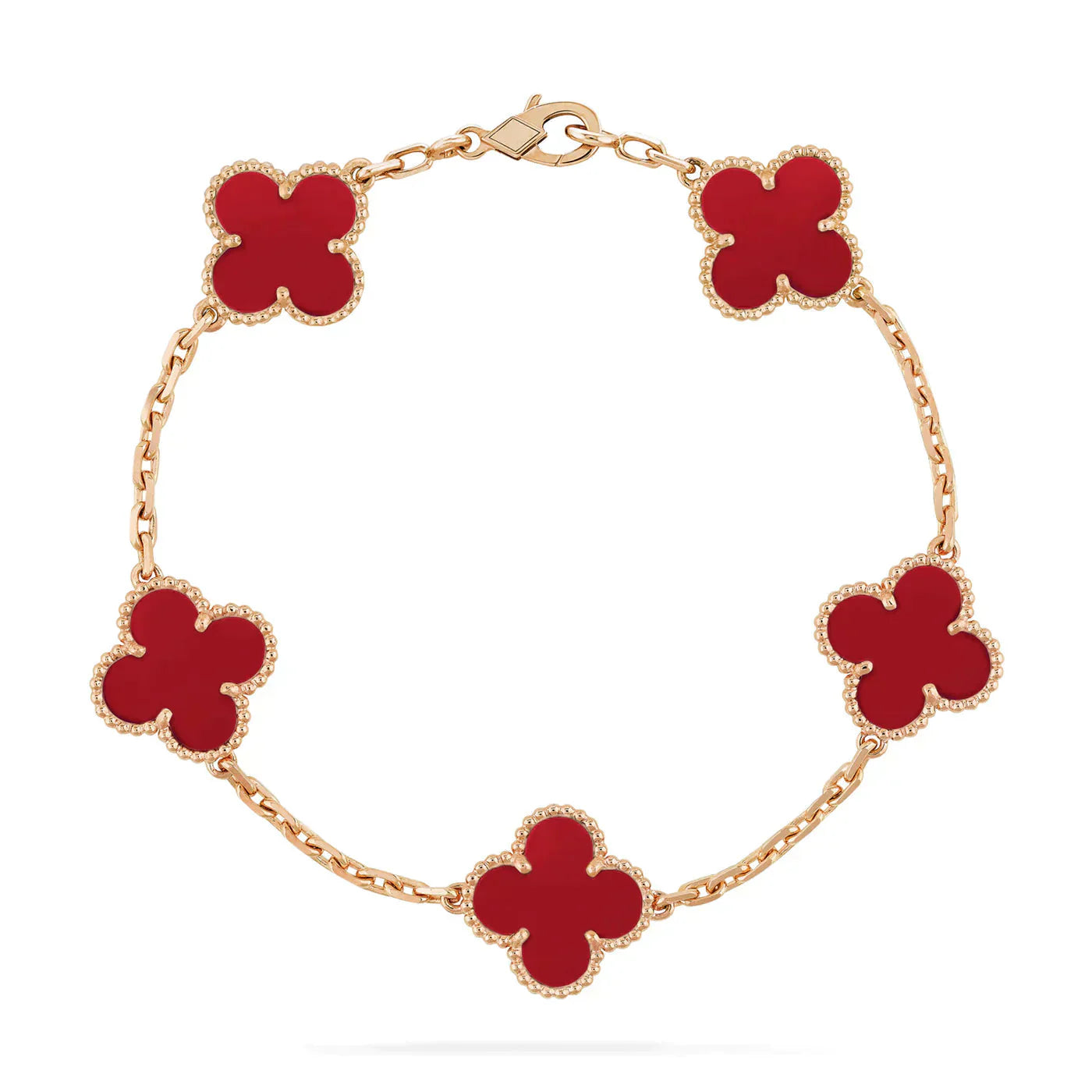 [ELAN LUXE]CLOVER 5 MOTIFS RED AGATE  BRACELET