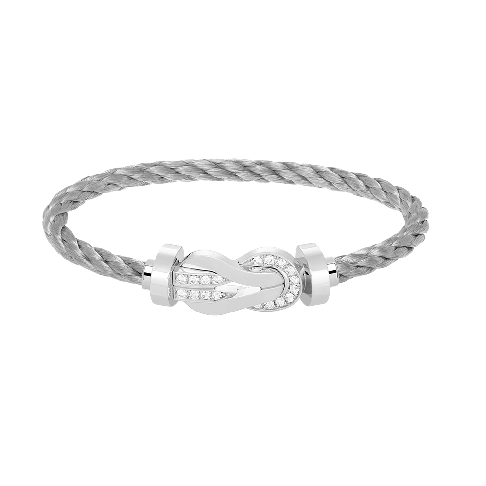 [ELAN LUXE]CHANCE LARGE 8 FIGURE BUCKLE HALF DIAMOND BRACELET SILVER