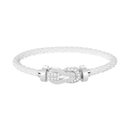 [ELAN LUXE]CHANCE LARGE 8 FIGURE BUCKLE HALF DIAMOND BRACELET SILVER