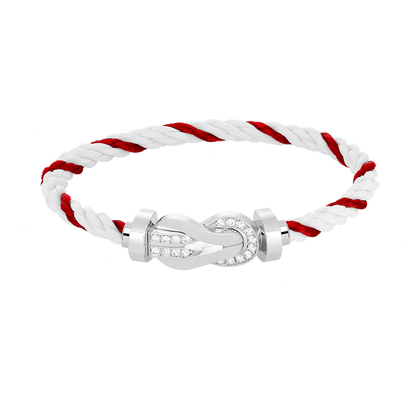 [ELAN LUXE]CHANCE LARGE 8 FIGURE BUCKLE HALF DIAMOND BRACELET SILVER