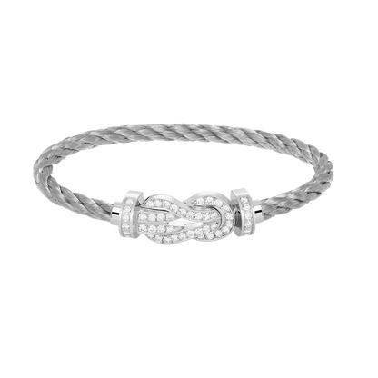 [ELAN LUXE]CHANCE LARGE 8 FIGURE BUCKLE FULL DIAMOND BRACELET SILVER