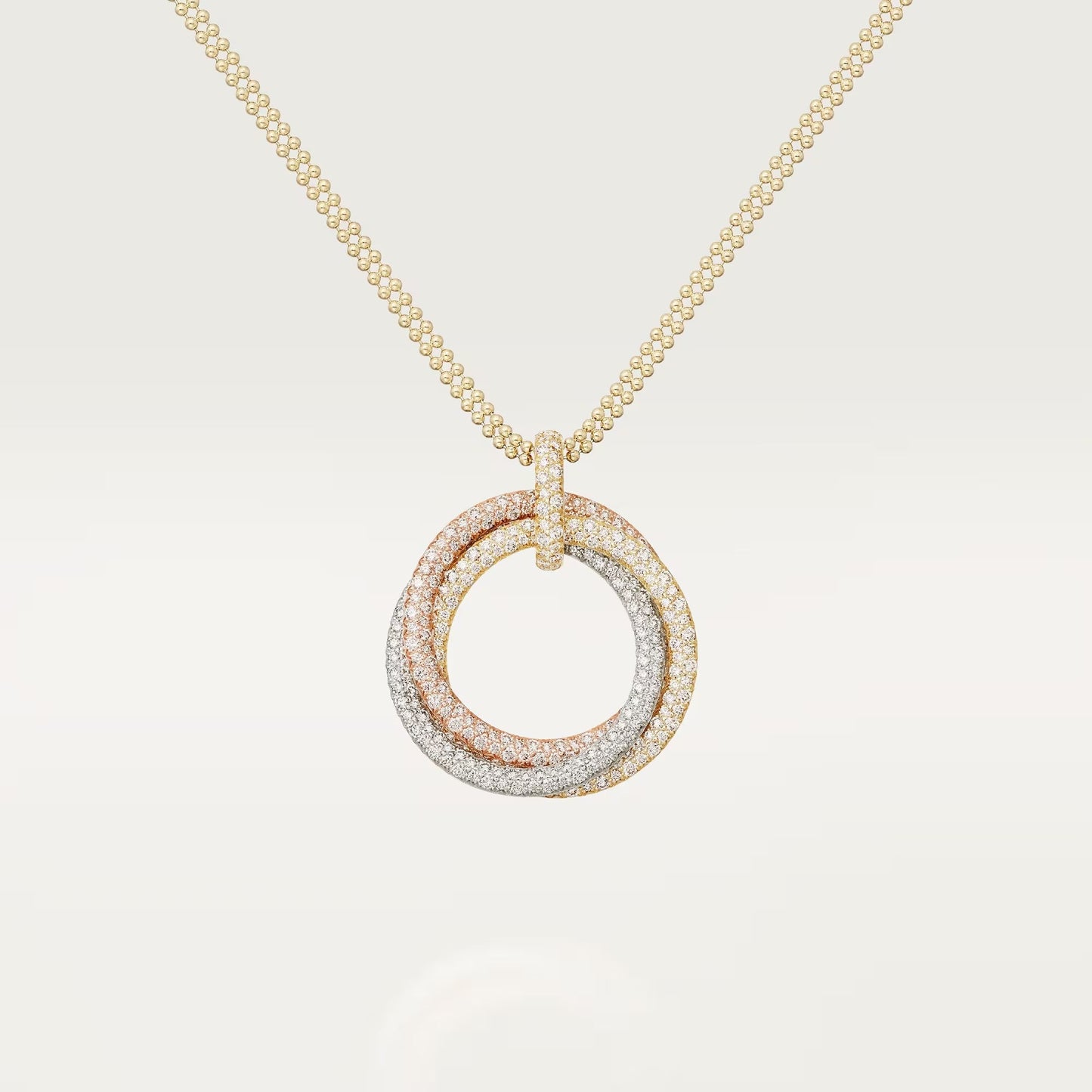 [ELAN LUXE]TRINITY LARGE FULL DIAMOND  NECKLACE