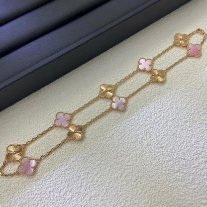[ELAN LUXE]CLOVER 10 MOTIFS  LASER PINK MOP NECKLACE