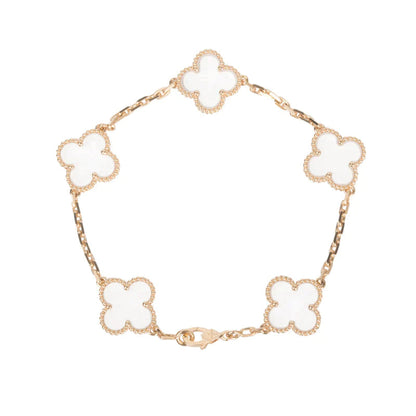 [ELAN LUXE]CLOVER 5 MOTIF ROCK CRYSTAL PINK GOLD BRACELET