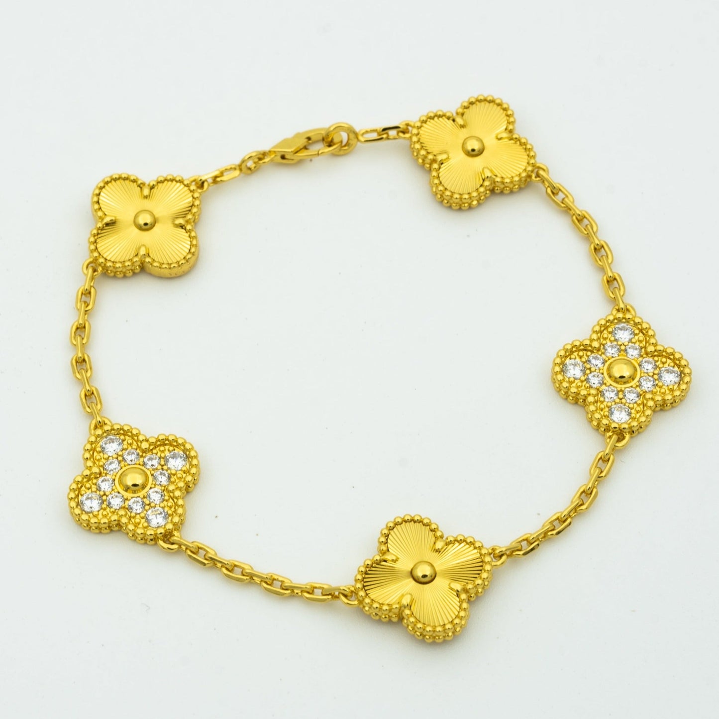 [ELAN LUXE]CLOVER BRACELET 5 MOTIFS GOLD DIAMOND