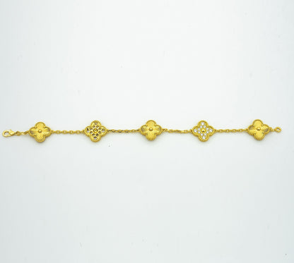 [ELAN LUXE]CLOVER BRACELET 5 MOTIFS GOLD DIAMOND