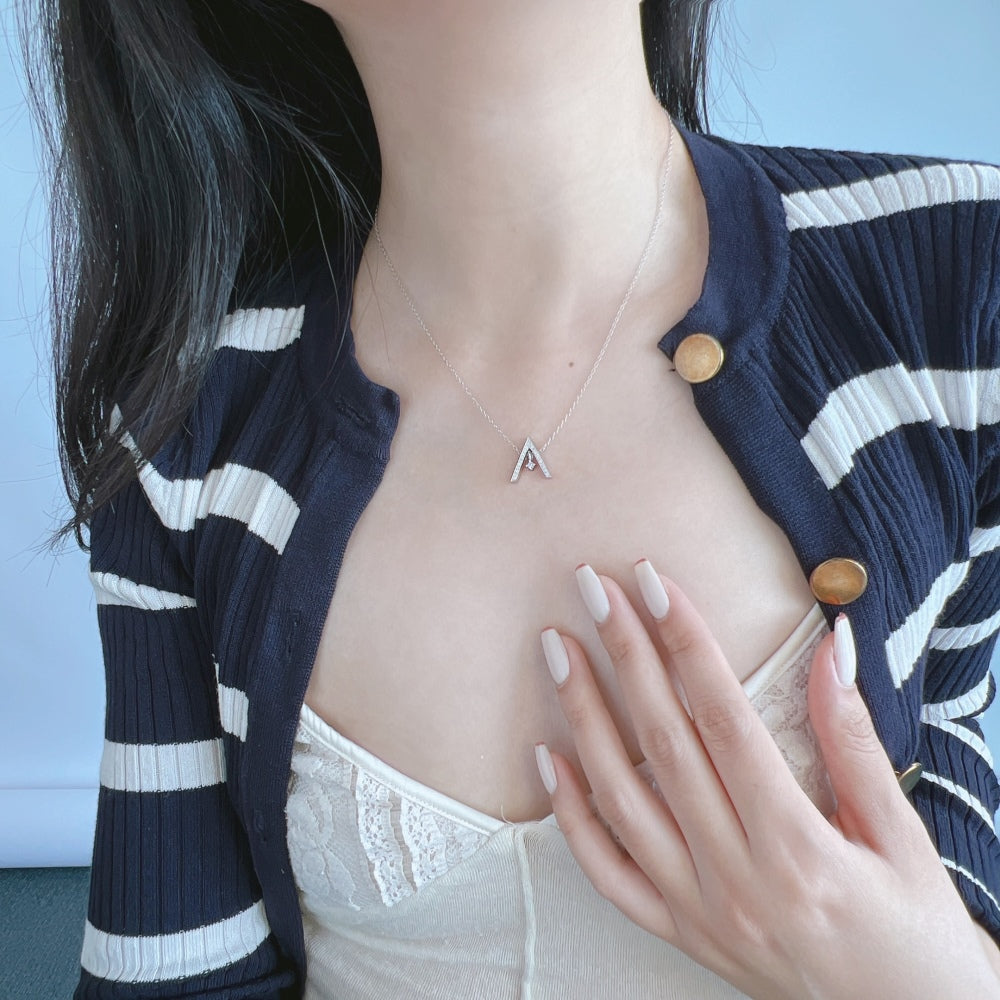 [ELAN LUXE]Sparkling "A" Shape Necklace