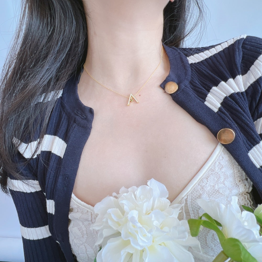 [ELAN LUXE]Sparkling "A" Shape Necklace