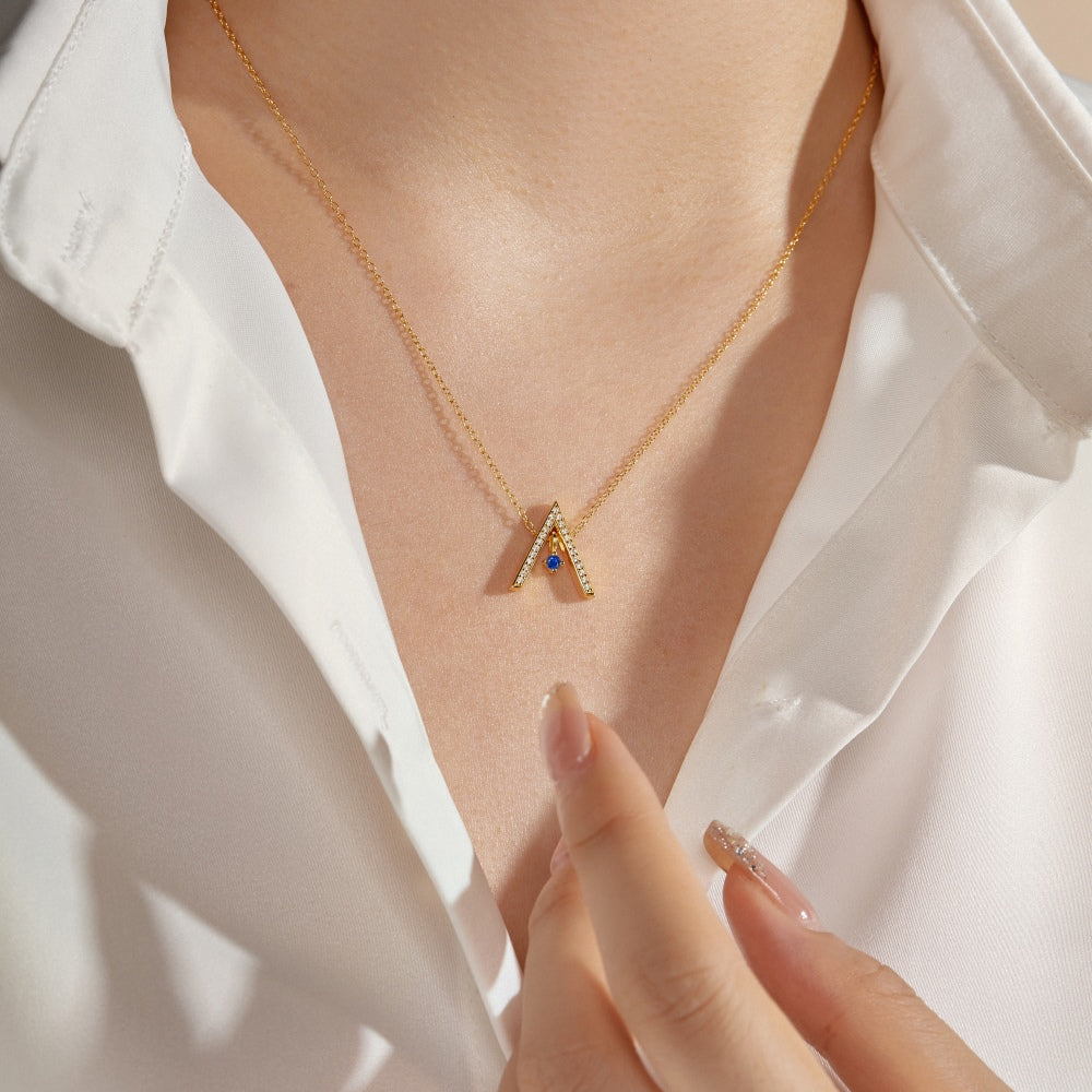 [ELAN LUXE]Sparkling "A" Shape Necklace