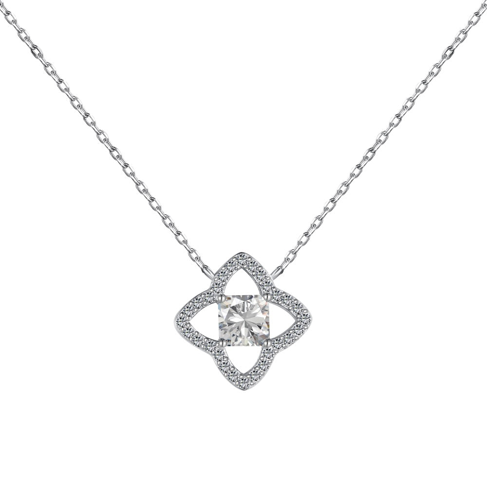[ELAN LUXE]Exquisite Flower Shape Princess Cut Necklace