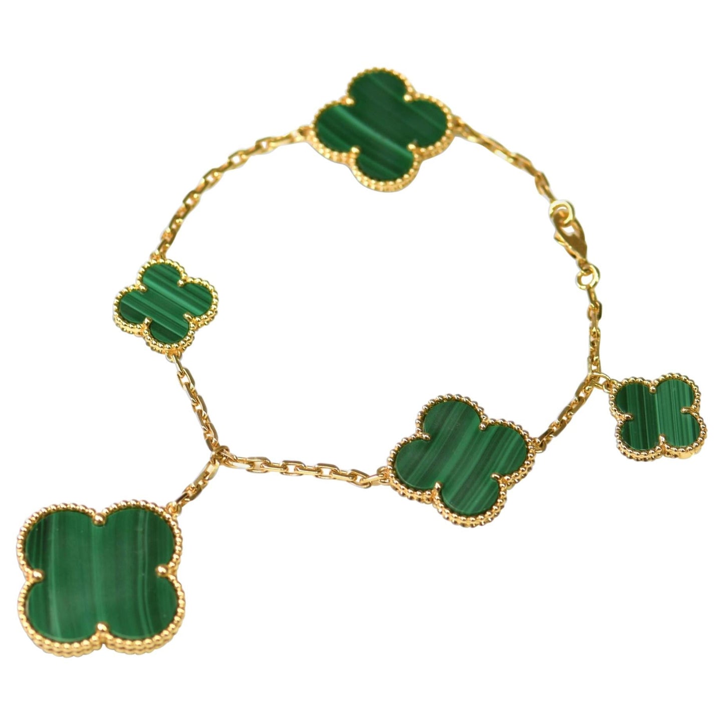 [ELAN LUXE]MAGIC CLOVER MALACHITE GOLD BRACELET 5 MOTIFS