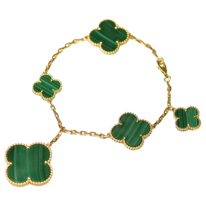 [ELAN LUXE]MAGIC CLOVER MALACHITE GOLD BRACELET 5 MOTIFS