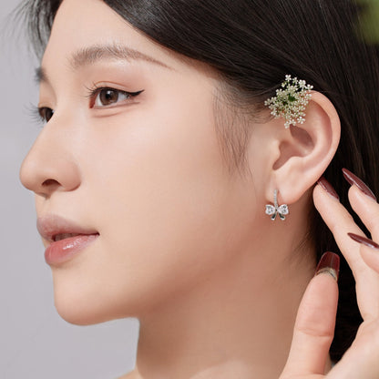 [ELAN LUXE]Exquisite Earrings With Heart-Shaped Bow Design