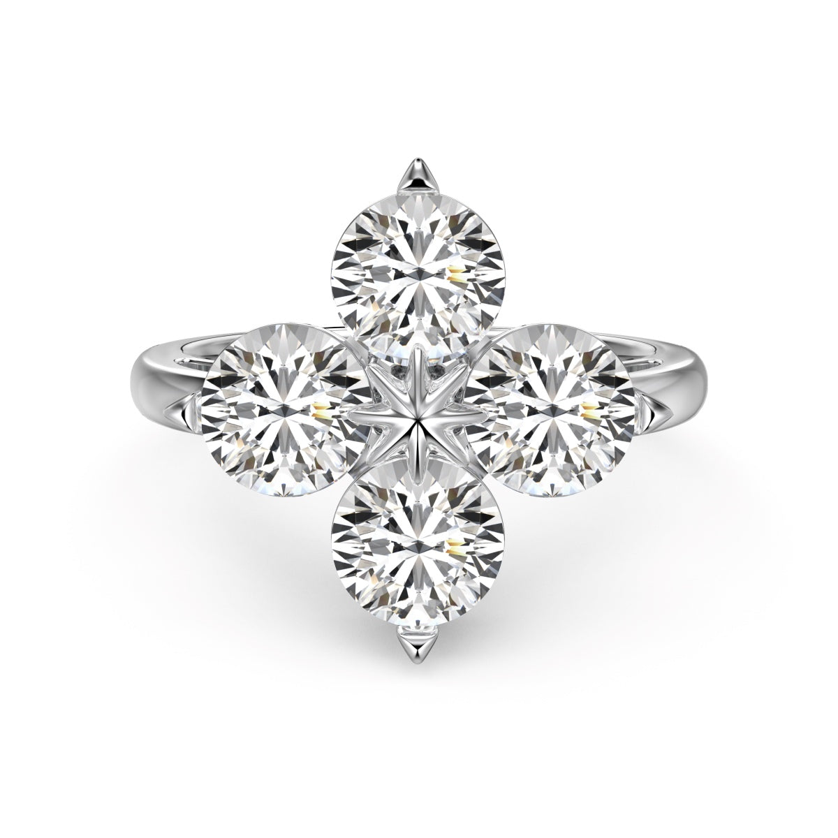 [ELAN LUXE]Four-Leaf Clover Eight-Pointed Star Ring
