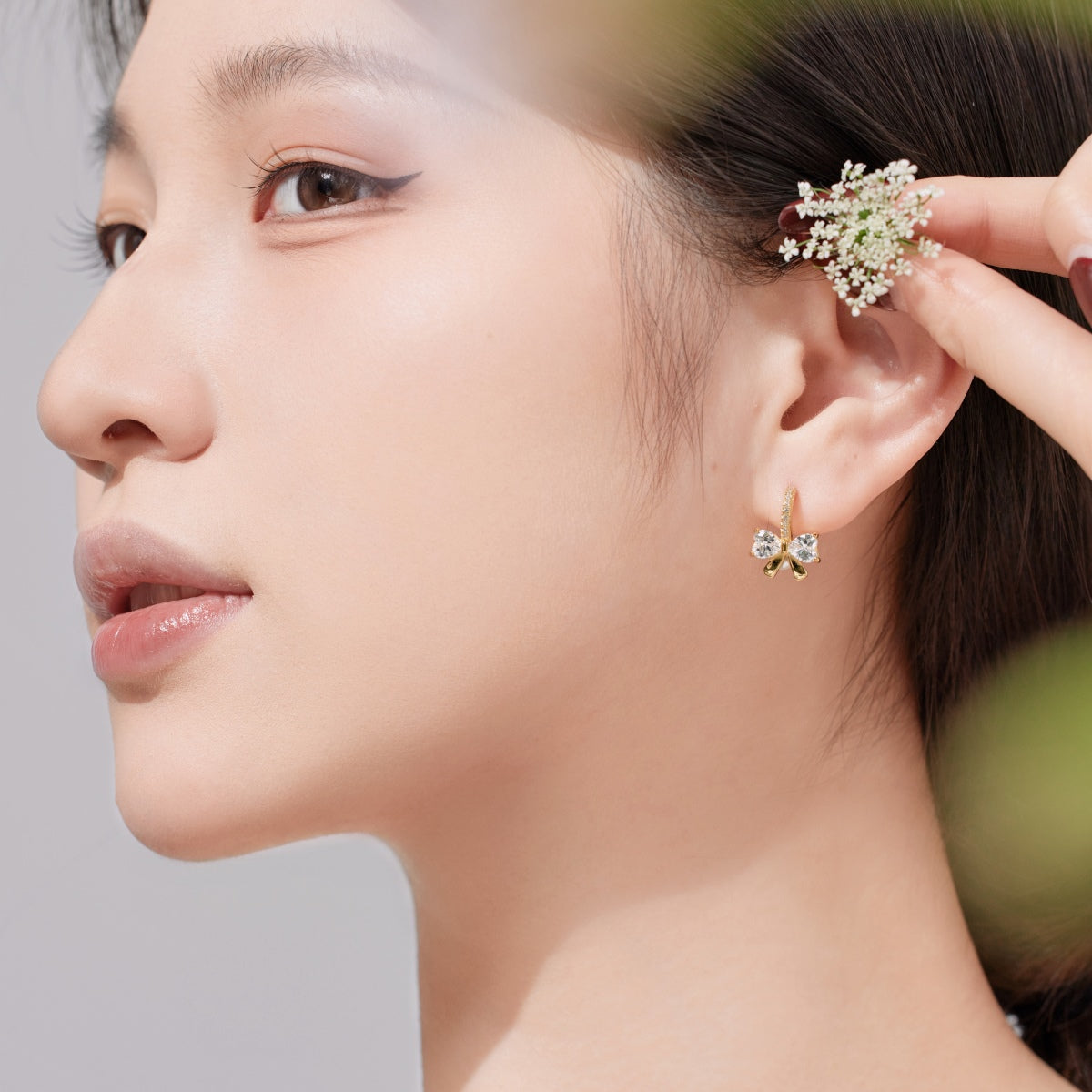 [ELAN LUXE]Exquisite Earrings With Heart-Shaped Bow Design