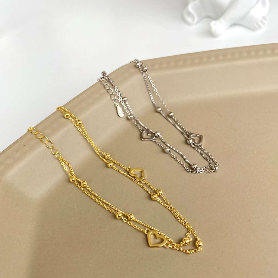 [ELAN LUXE]Dainty Double Layer Love Heart Bracelet