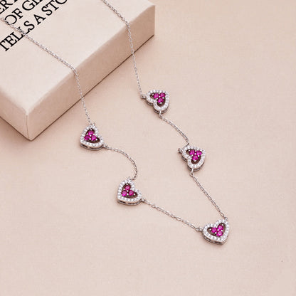 [ELAN LUXE]Sparkling Five Heart Necklace
