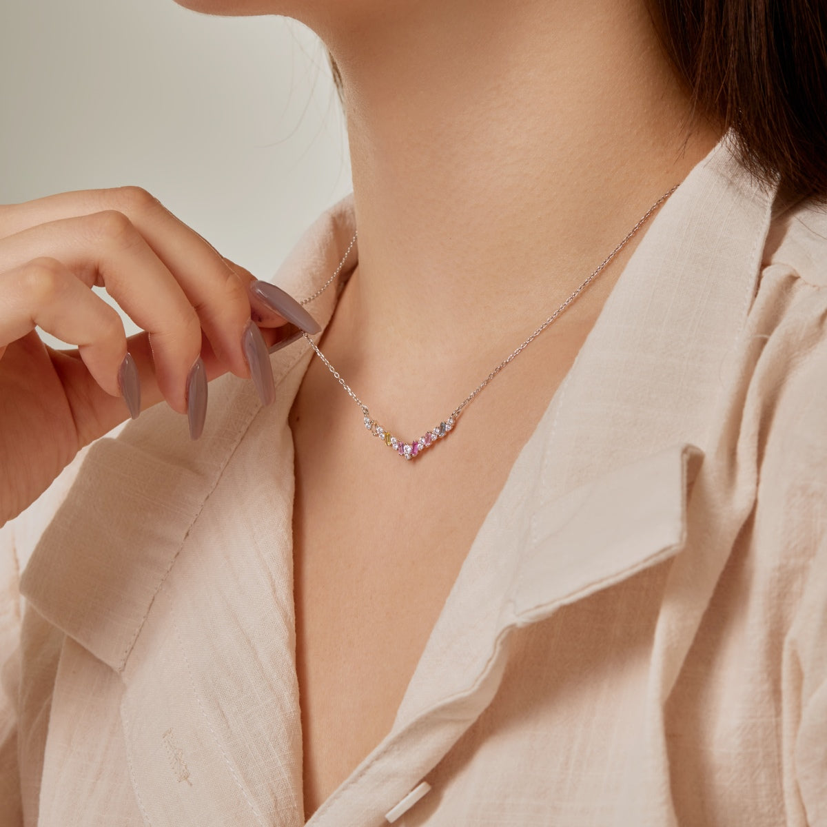 [ELAN LUXE]Dazzling Rainbow Necklace