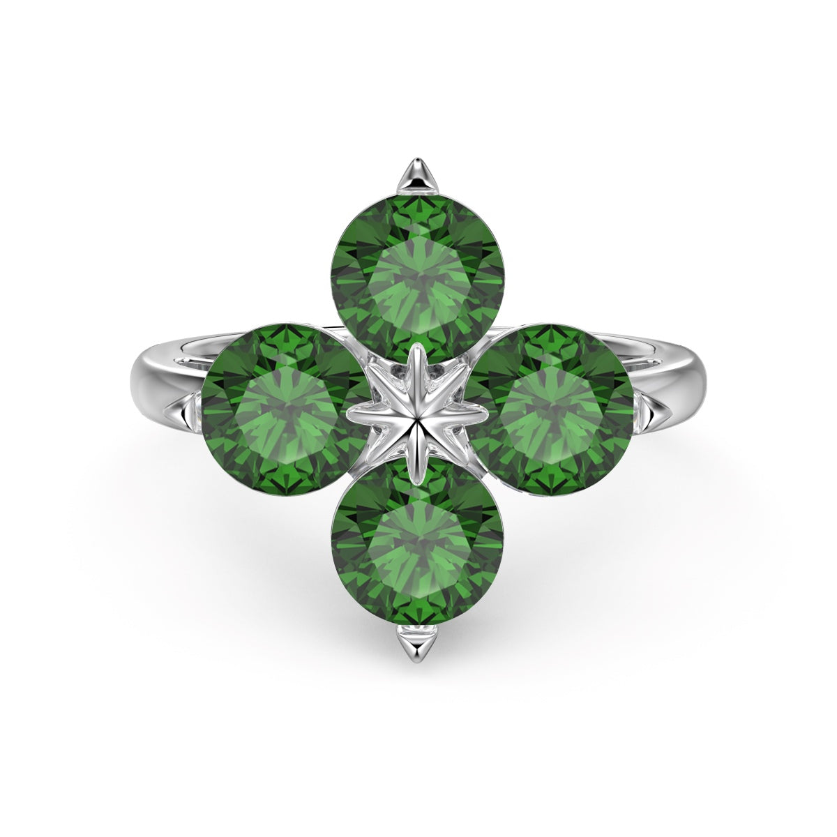 [ELAN LUXE]Four-Leaf Clover Eight-Pointed Star Ring
