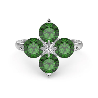 [ELAN LUXE]Four-Leaf Clover Eight-Pointed Star Ring