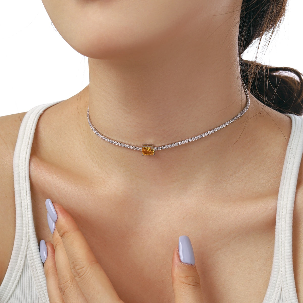 [ELAN LUXE]2.0 carat Ornate Emerald Cut Necklace