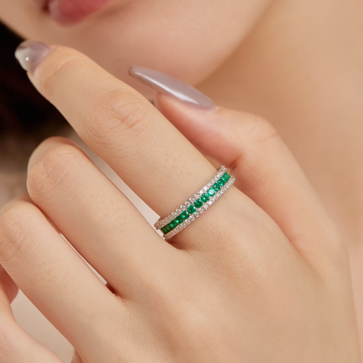 [ELAN LUXE]Delicate Colorful Round Cut Daily Ring