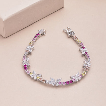 [ELAN LUXE]Ornate Colorful Butterfly Shape Round Cut Daily Bracelet