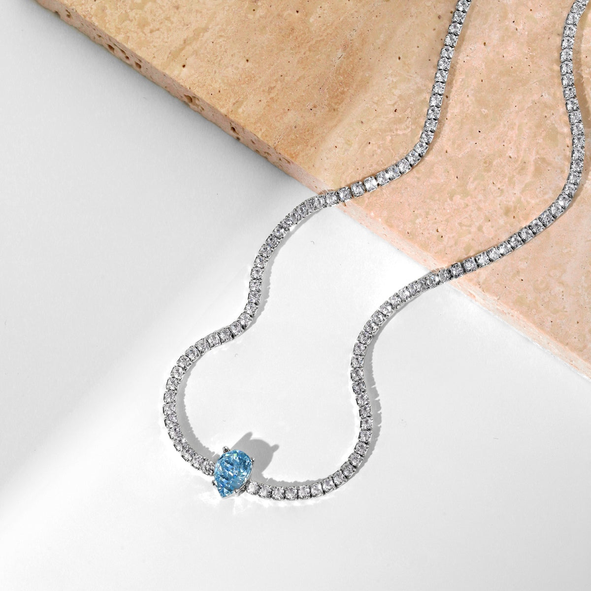 [ELAN LUXE]1.0 carat Unique Pear Cut Tennis Necklace