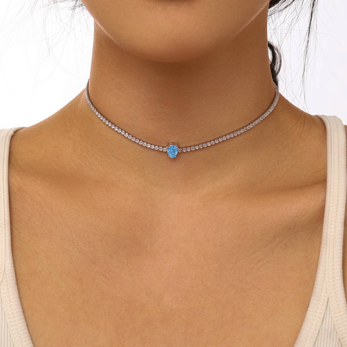 [ELAN LUXE]1.0 carat Unique Pear Cut Tennis Necklace