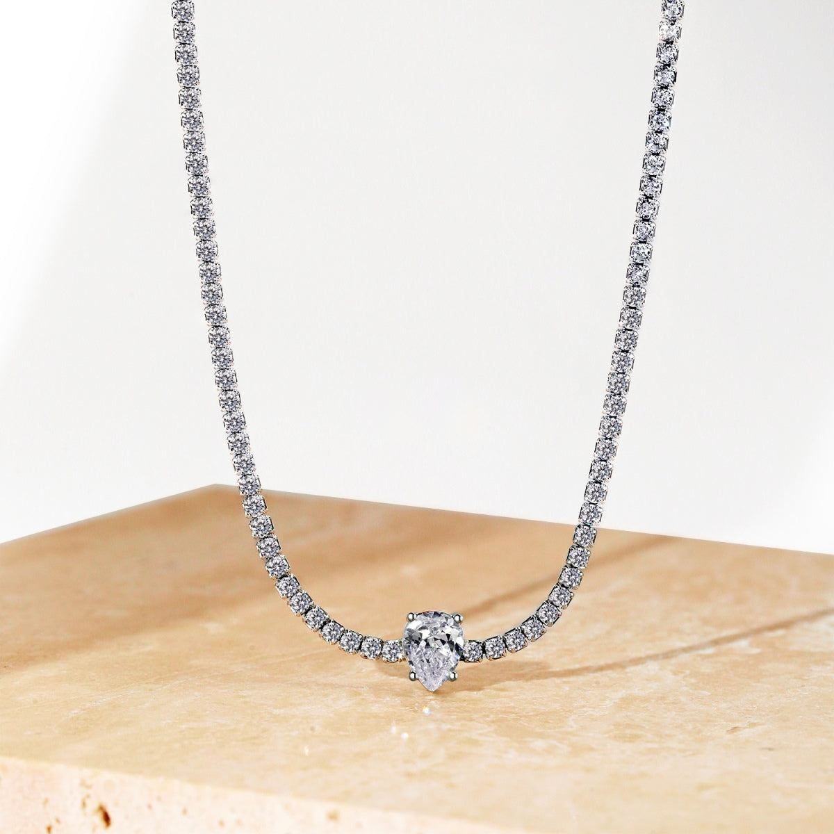 [ELAN LUXE]1.0 carat Unique Pear Cut Tennis Necklace