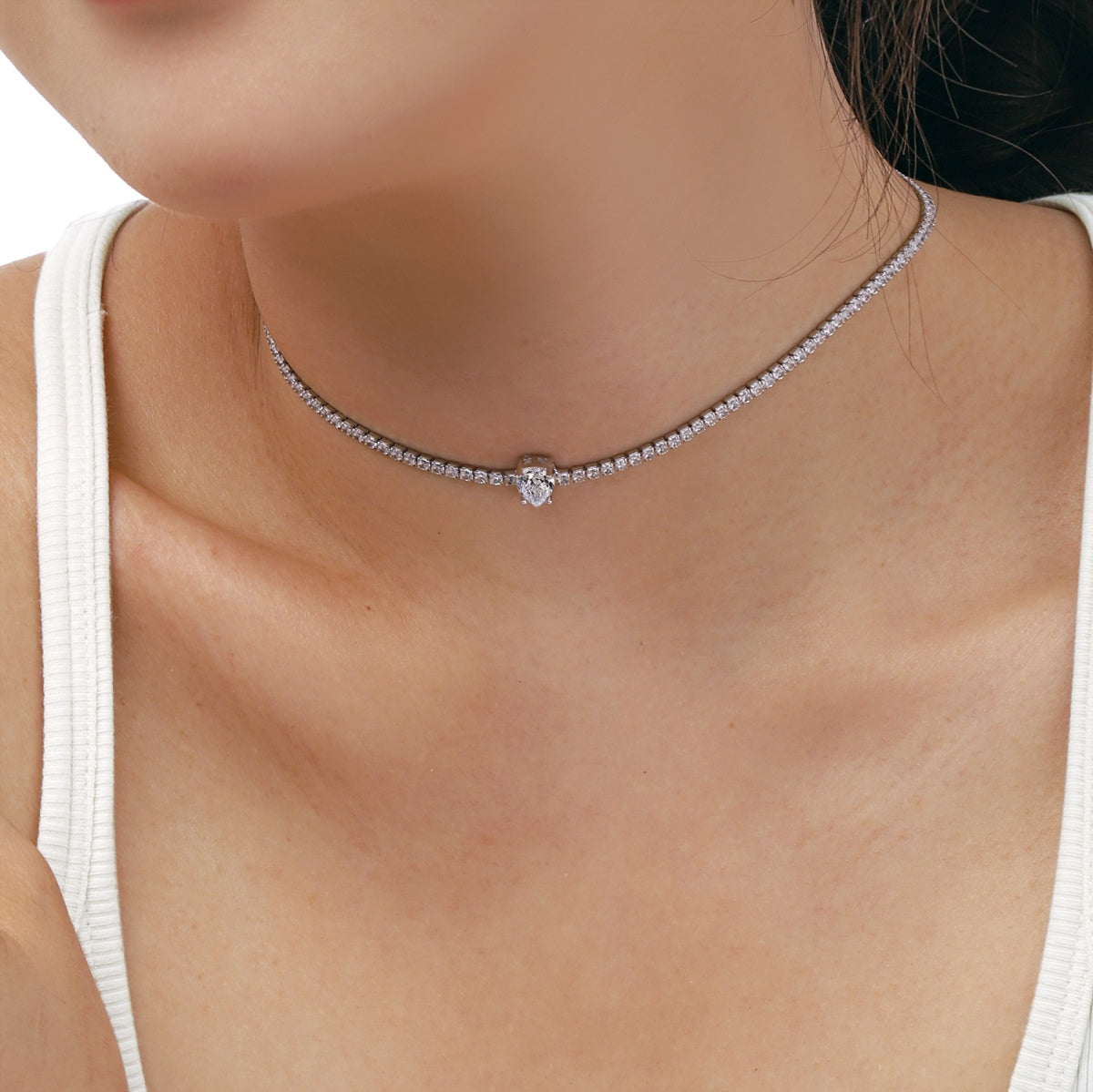 [ELAN LUXE]1.0 carat Unique Pear Cut Tennis Necklace