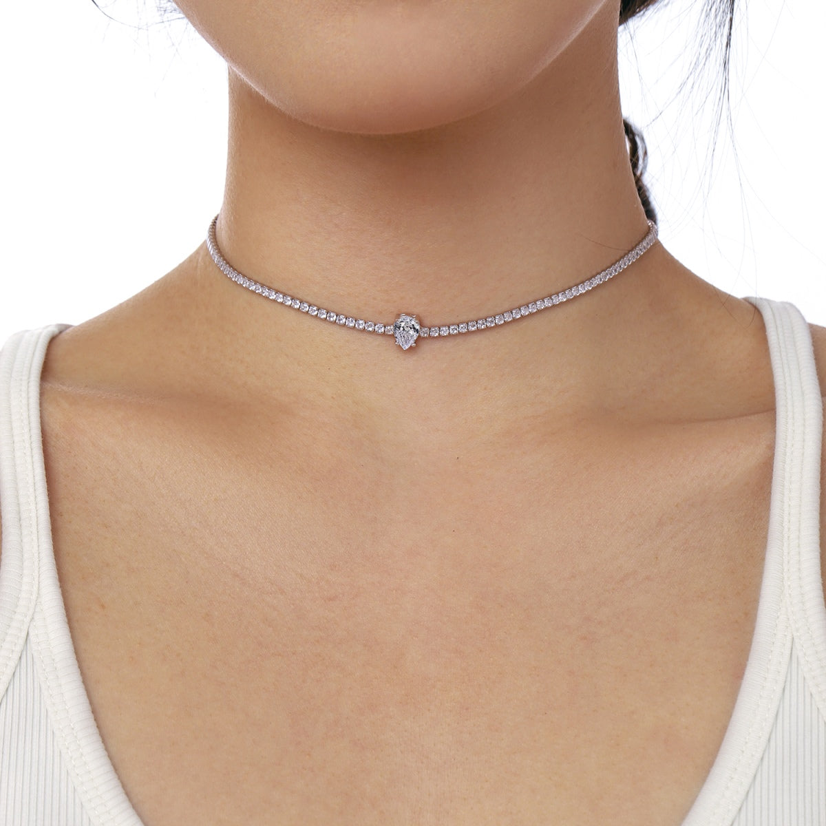 [ELAN LUXE]1.0 carat Unique Pear Cut Tennis Necklace