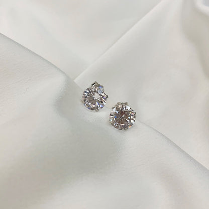 [ELAN LUXE]Stylish Shiny Round Center Stone Stud Earrings