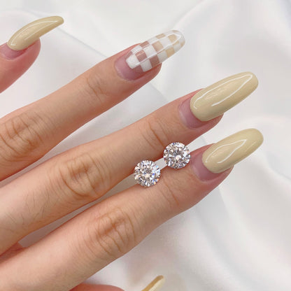 [ELAN LUXE]Stylish Shiny Round Center Stone Stud Earrings