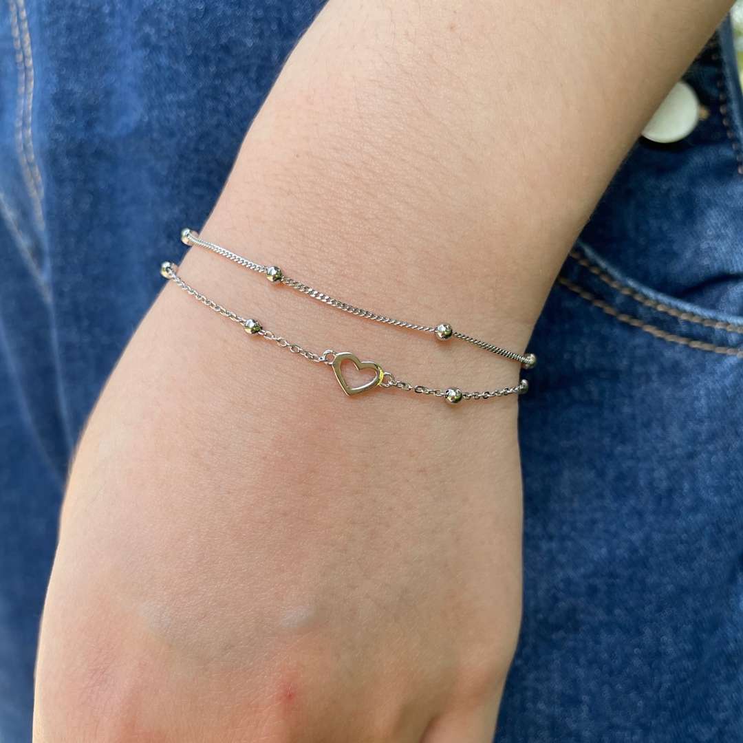 [ELAN LUXE]Dainty Double Layer Love Heart Bracelet