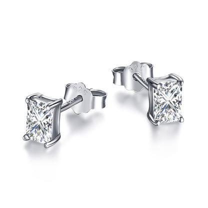 [ELAN LUXE]Stylish Shiny Rectangular Center Stone Stud Earrings