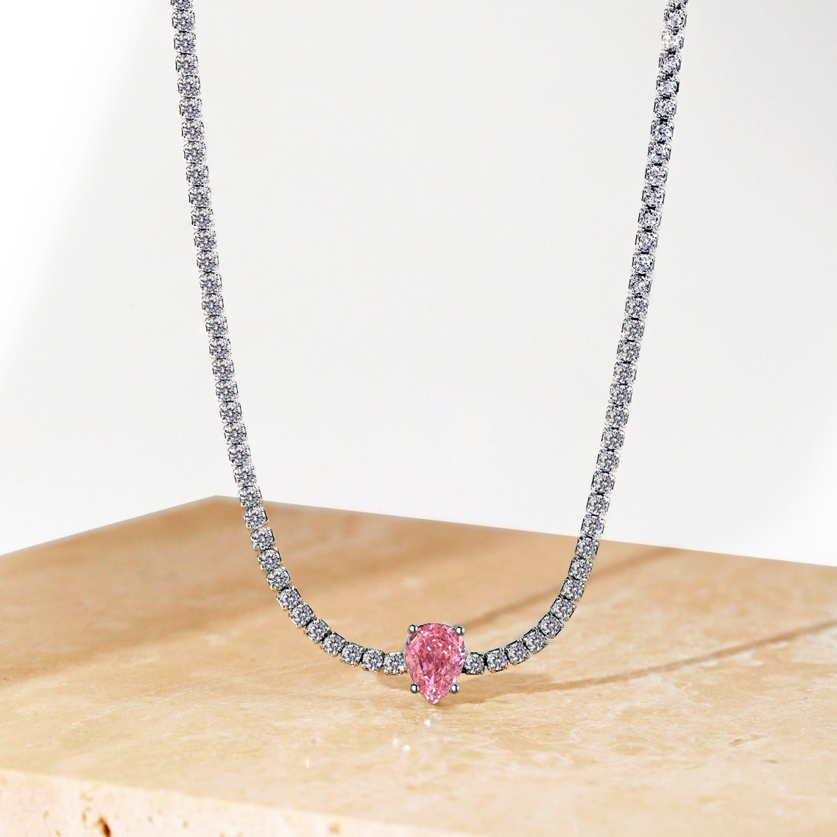 [ELAN LUXE]1.0 carat Unique Pear Cut Tennis Necklace