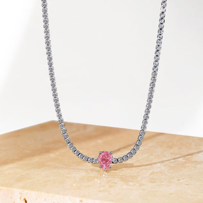 [ELAN LUXE]1.0 carat Unique Pear Cut Tennis Necklace