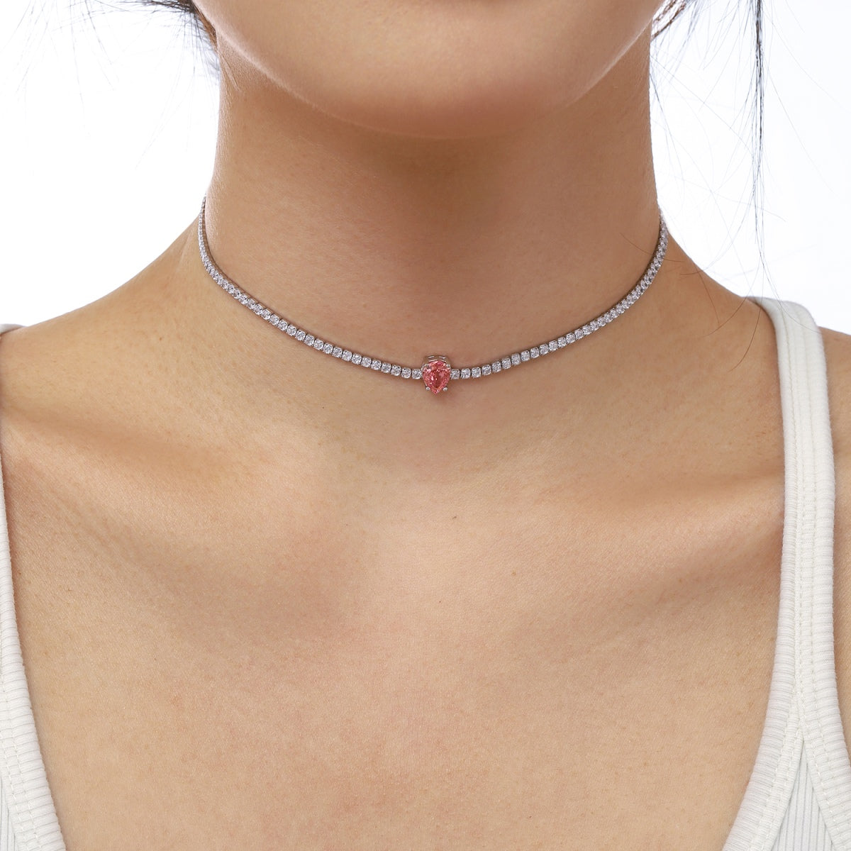 [ELAN LUXE]1.0 carat Unique Pear Cut Tennis Necklace