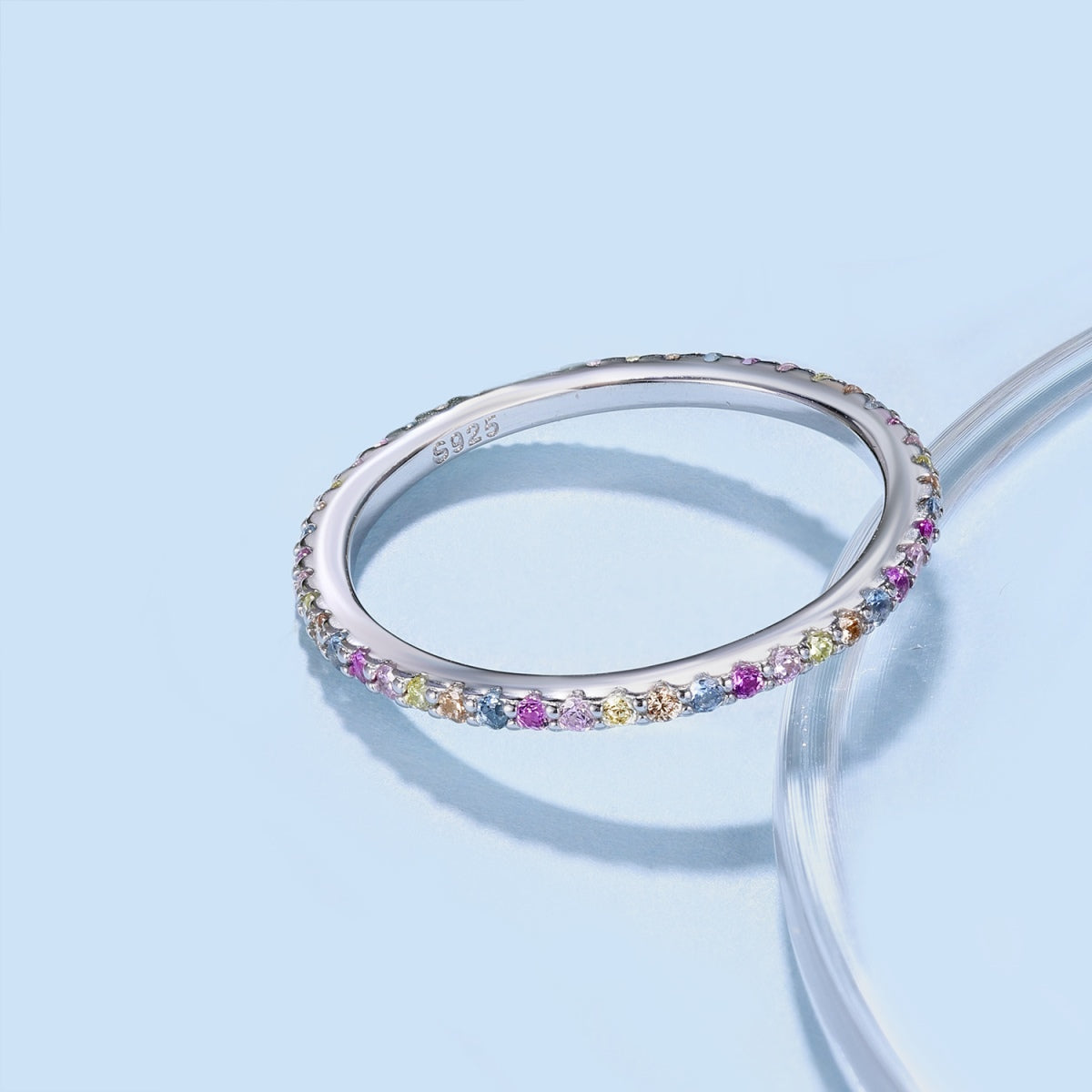 [ELAN LUXE]Ornate Colorful Round Cut Tennis Ring