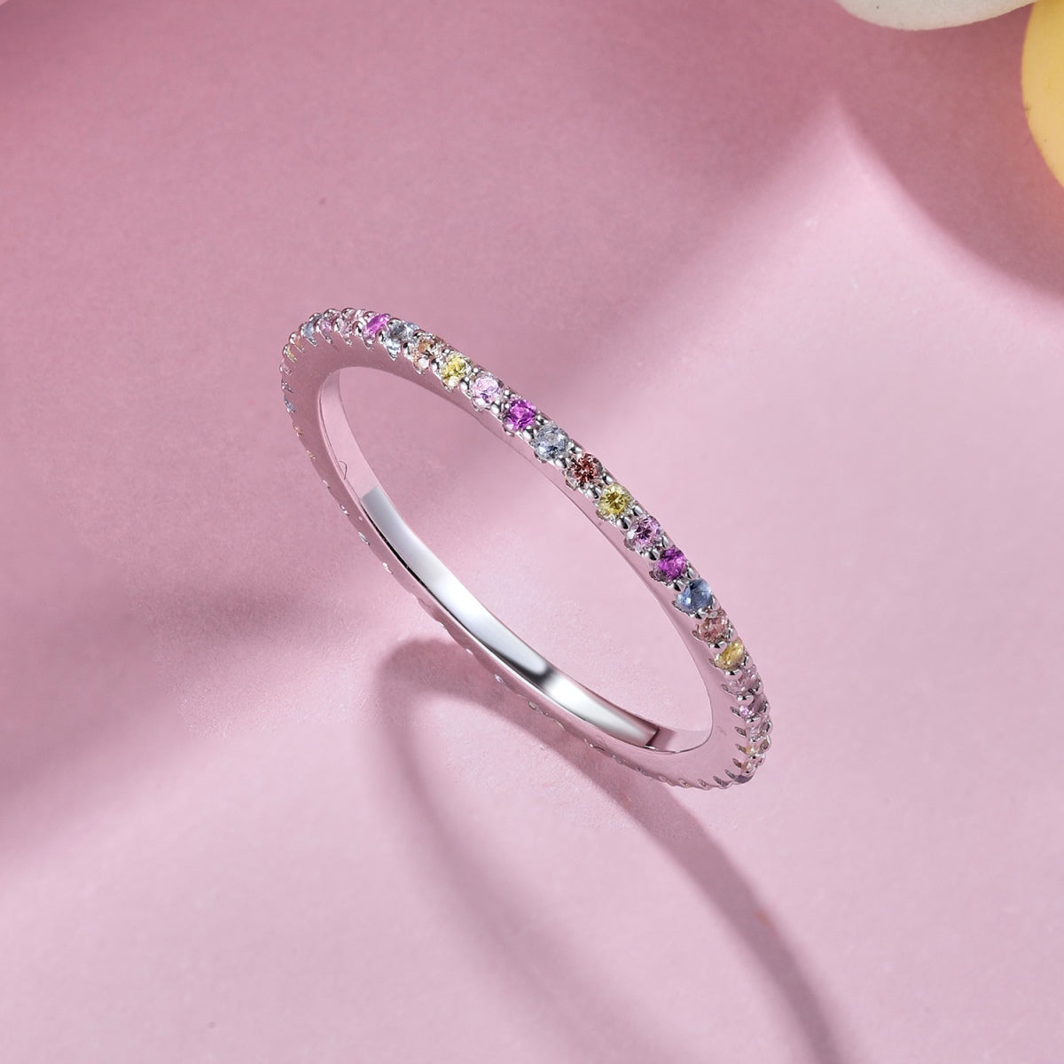 [ELAN LUXE]Ornate Colorful Round Cut Tennis Ring