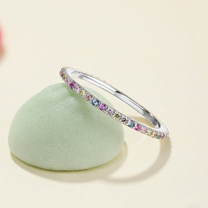 [ELAN LUXE]Ornate Colorful Round Cut Tennis Ring