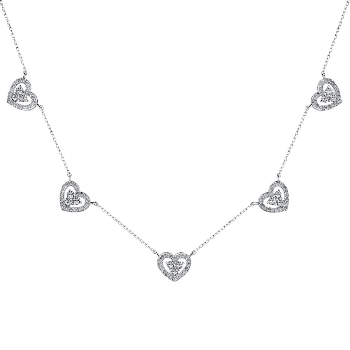 [ELAN LUXE]Sparkling Five Heart Necklace