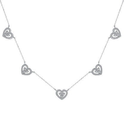 [ELAN LUXE]Sparkling Five Heart Necklace