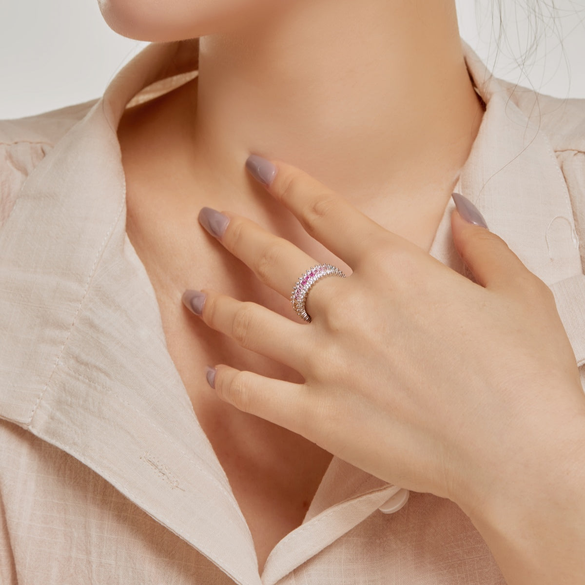[ELAN LUXE]Ornate Colorful Radiant Cut Daily Ring