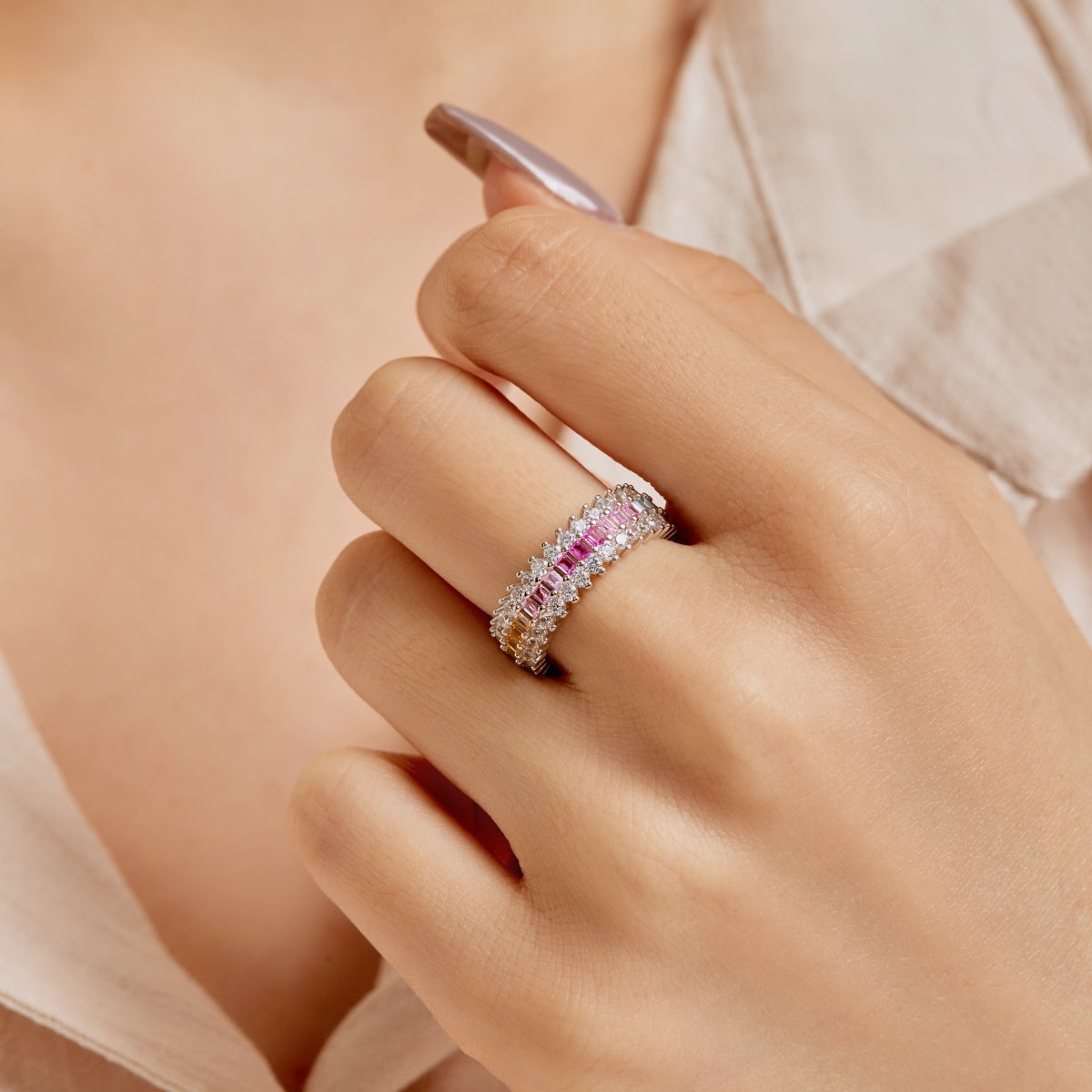 [ELAN LUXE]Ornate Colorful Radiant Cut Daily Ring