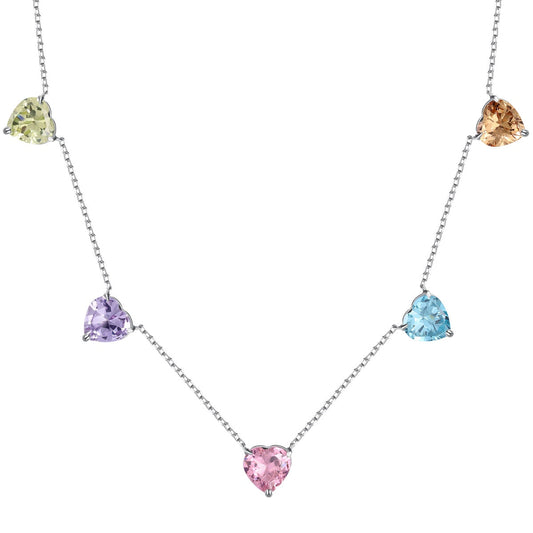 [ELAN LUXE]Sparkling Colorful Heart Cut Necklace