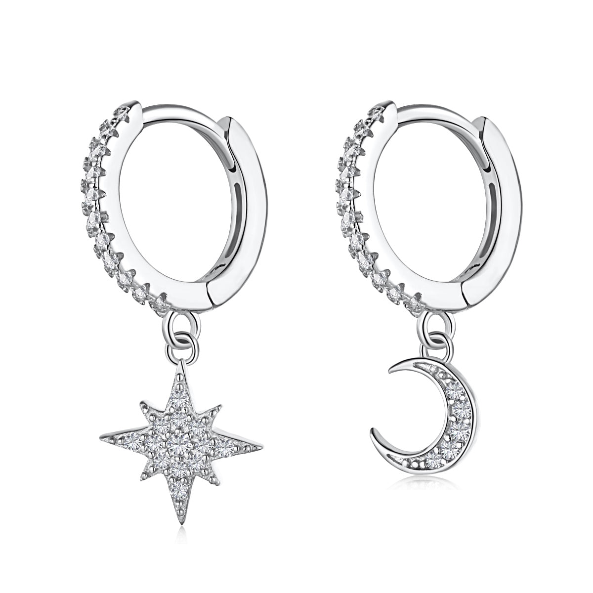 [ELAN LUXE]Star and Moon Asymmetric Earrings
