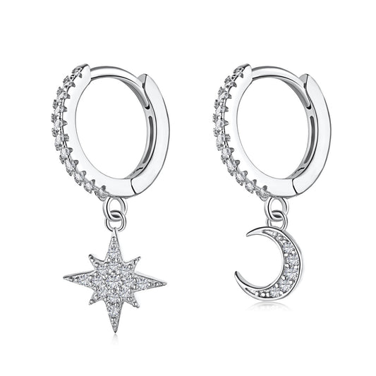 [ELAN LUXE]Star and Moon Asymmetric Earrings