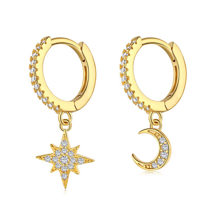 [ELAN LUXE]Star and Moon Asymmetric Earrings